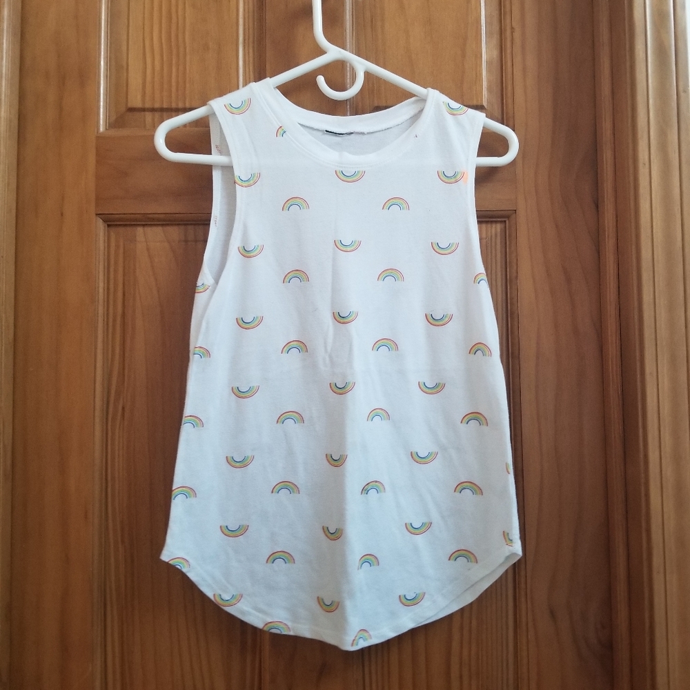 White with rainbows muscle tee